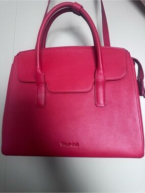 Wool & oak convertible backpack pebbled red leather